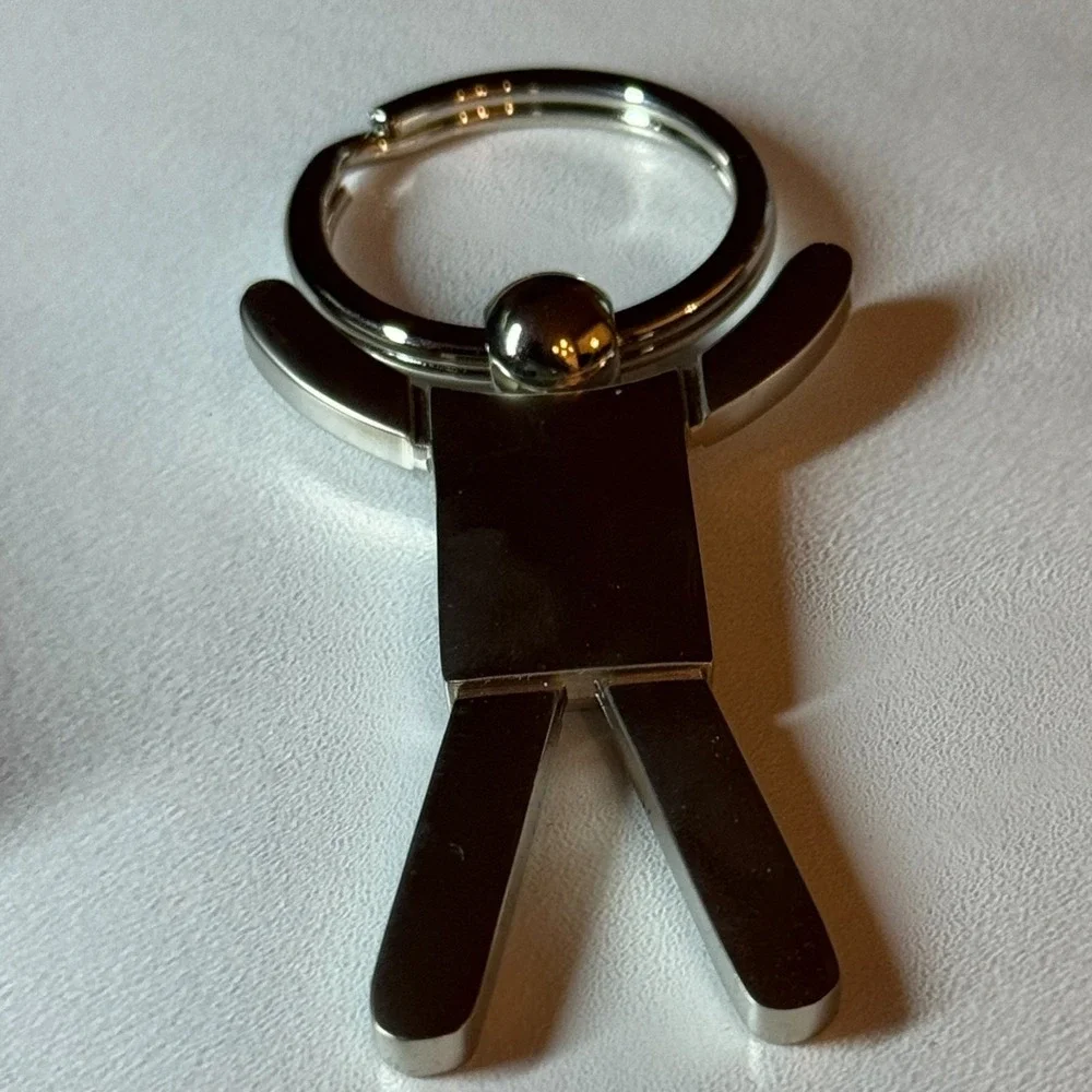 Keychain Key Ring‎ Metal TF'D Self 2008 Silver Tone Person Shaped